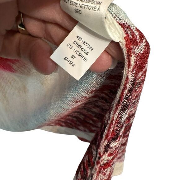 CHICOS Open Front Multicolor Print Cardigan Sweater Lightweight 3/4 Sleeves Boho - Picture 6 of 8